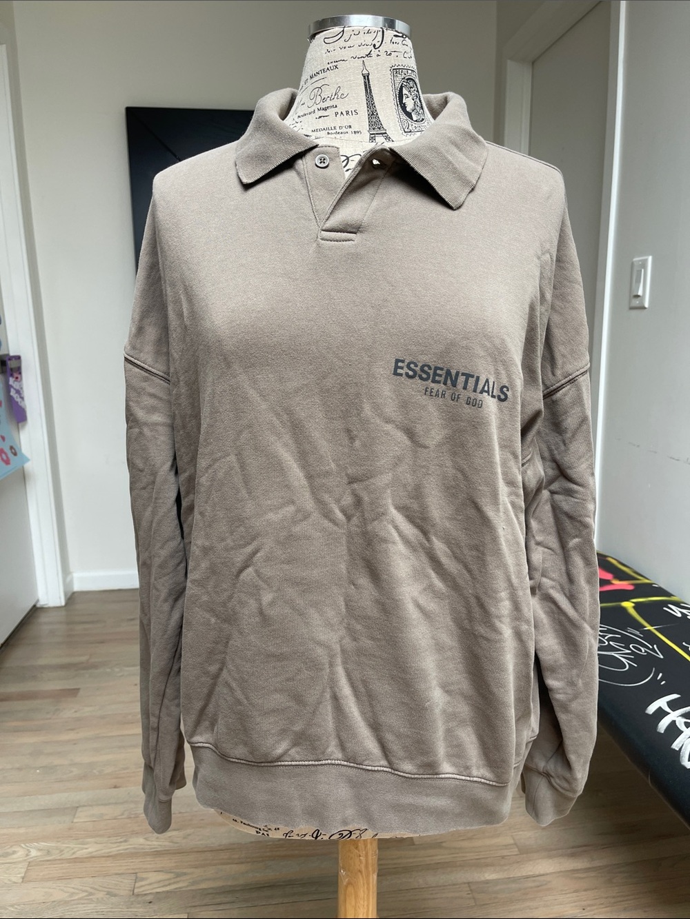 Fear of God Essentials Taupe Polo Pullover